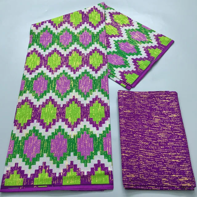 4+2Yards African Gold Fabric 100% Cotton Nigeria Ghana Pagne Soft Kente Style wax Fabric For Women Cloth Sewing Materials