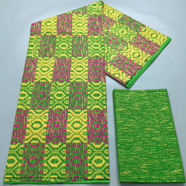 4+2Yards African Gold Fabric 100% Cotton Nigeria Ghana Pagne Soft Kente Style wax Fabric For Women Cloth Sewing Materials