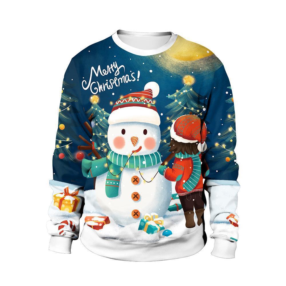 Christmas Clothing Men's And Women's Printed Round Neck Sweater