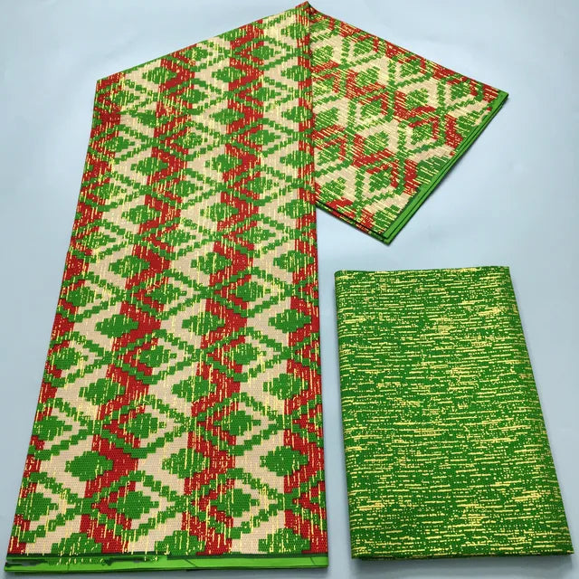 4+2Yards African Gold Fabric 100% Cotton Nigeria Ghana Pagne Soft Kente Style wax Fabric For Women Cloth Sewing Materials