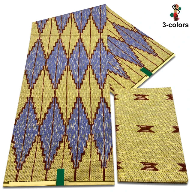 Cotton African Golden Wax Fabric Fashion  Wax Print Fabric Kente Gold Ghana Nigeria Style Pagne Sewing Material 2+4 Yards