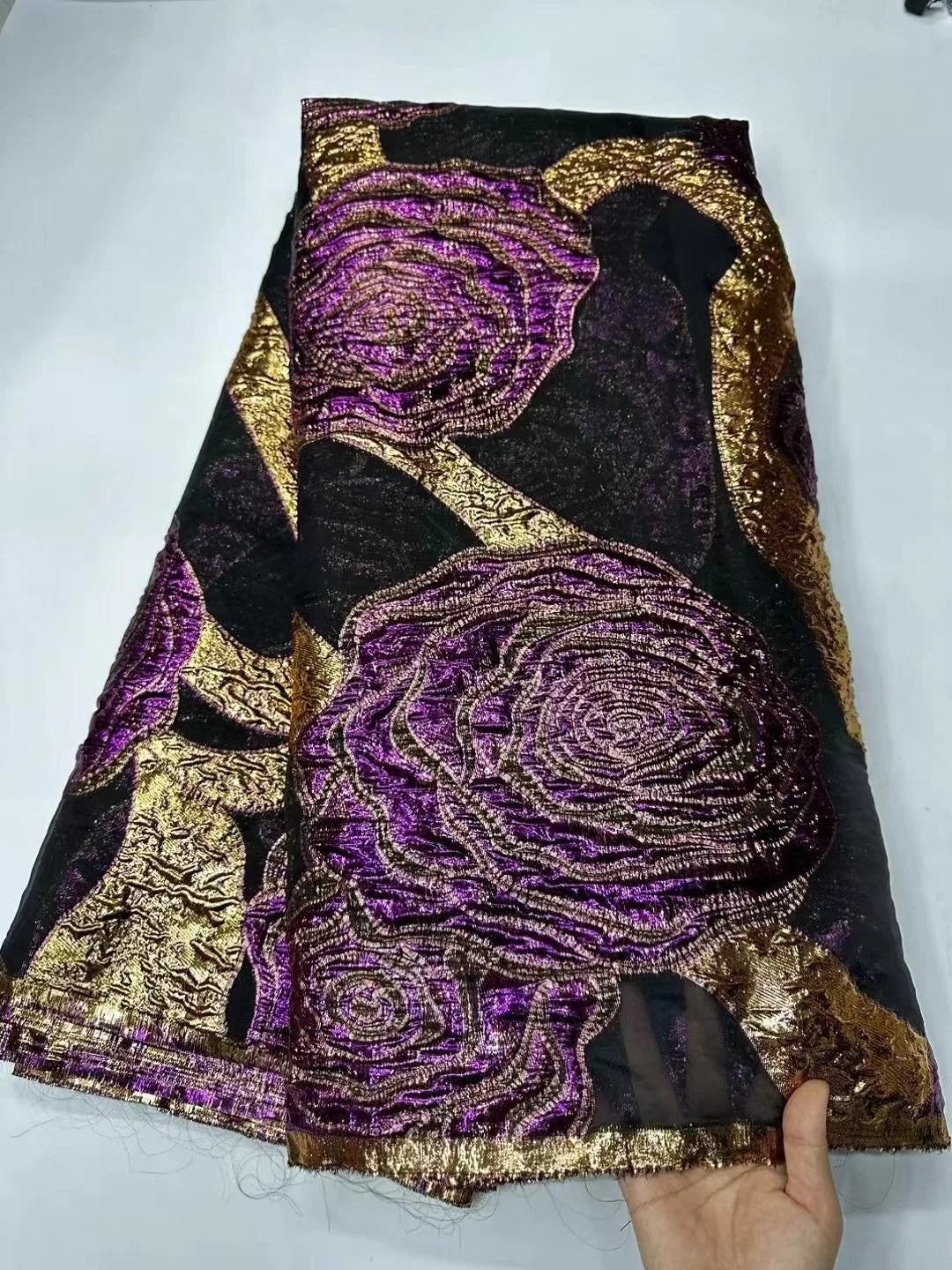 2025 Hot  Sale Nigerian Brocade Lace Fabric New African Jacquard Lace Embroidery French Fabric For Women Evening Party Dress