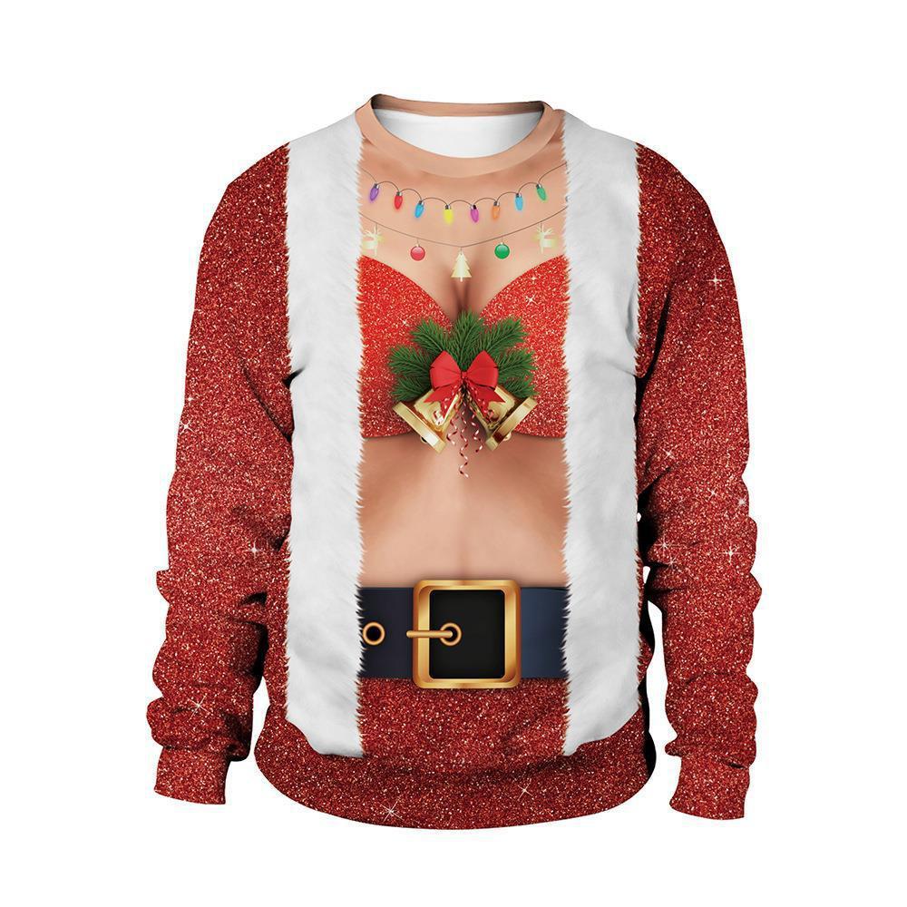 Christmas Clothing Men's And Women's Printed Round Neck Sweater